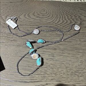 Iris and Lily Turquoise and Opal Necklace